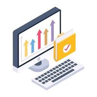 Online data infographic icon, isometric design of web analytics vector