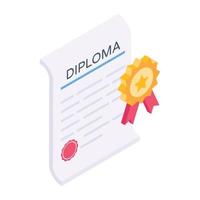 un icono de diploma en diseño isométrico vector