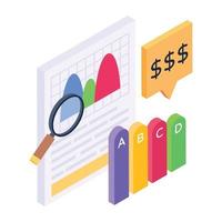 A chart growth isometric icon design vector