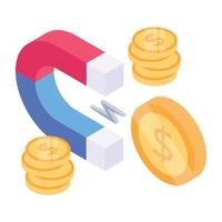 Currencies in a isometric icon denoting wealth concept vector