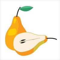 fresh pear fruit with leaf vector design