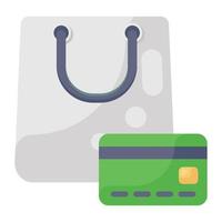 An icon of card with shopping bag denoting card shopping vector