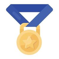 Star medal icon, achievement reward in flat style vector