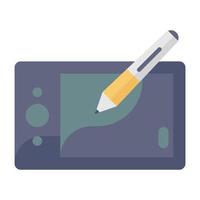 Digitizer icon style, graphic tablet with pen vector