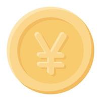 Style of yen coin icon, flat vector