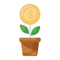 Dollar plant icon design, trendy icon of business growth vector