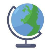 Table globe, office supplies in flat style vector