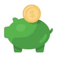 Piggy bank vector in modern flat style