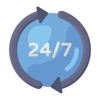 24 hour service icon in trendy flat style vector