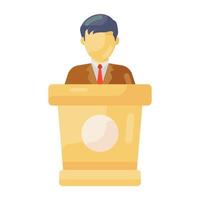 Orator, public speech concept in flat icon vector