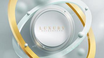 Luxury mint color 3d circle frame background and ball with blurred effect element with glitter light and bokeh. vector