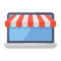 Online shop icon, flat vector