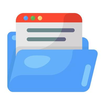 Webpage inside folder depicting folder website in flat icon