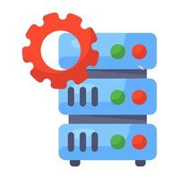 Gear with database, data processing flat icon vector