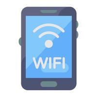 A flat vector of mobile wifi, signals inside smartphone
