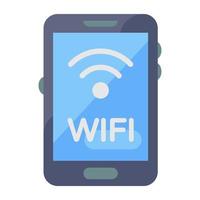 A flat vector of mobile wifi, signals inside smartphone