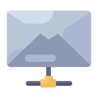 Mail with network sharing concept, shared mail flat icon vector