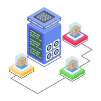 Client server in isometric style icon, blockchain technology vector