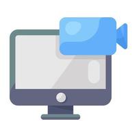 Video camera with monitor conceptualizing video call flat icon vector