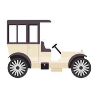 Vintage car icon of flat style, retro transport vector