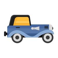 Vintage car icon of flat style, retro transport vector