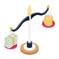 Money balance in isometric icon vector