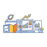 Data analytics flat illustration design, editable vector