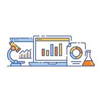 Data science flat illustration design, graphical representation vector