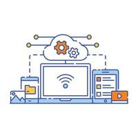 Cloud computing in flat illustration design, editable vector