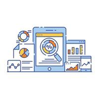 ilustración de estilo plano de análisis de datos comerciales, representación gráfica vector