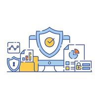 Big data analysis flat style illustration design vector