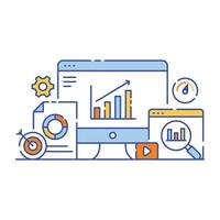 Business data analysis flat style illustration, graphical representation vector