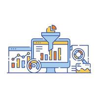 Big data analysis flat style illustration design vector