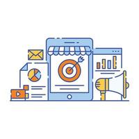 Business data analysis flat style illustration, graphical representation vector