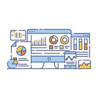 Business data analysis flat style illustration, graphical representation vector