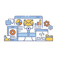 Business data analysis flat style illustration, graphical representation vector