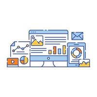 Big data analysis flat style illustration design vector