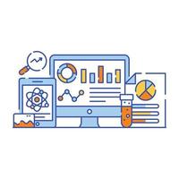 Business data analysis flat style illustration, graphical representation vector