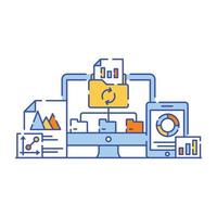 ilustración de estilo plano de análisis de datos comerciales, representación gráfica vector