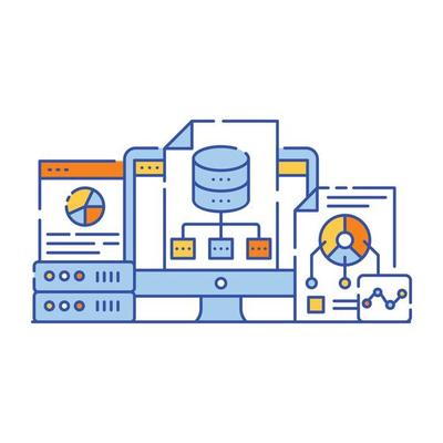 Big data analysis flat style illustration design