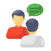 Men with speech bubble, communication flat icon vector