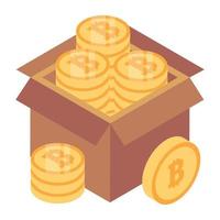 Money box in isometric style icon, editable vector
