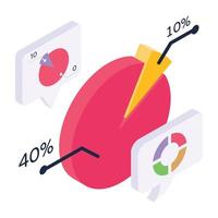 Multi level chart isometric style icon, business chart vector