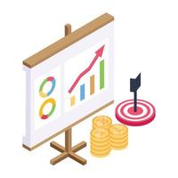 Business goal isometric style icon, vector