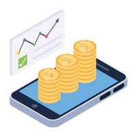 A digital banking icon in isometric design vector