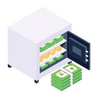 caja de dinero en icono de estilo isométrico, vector editable