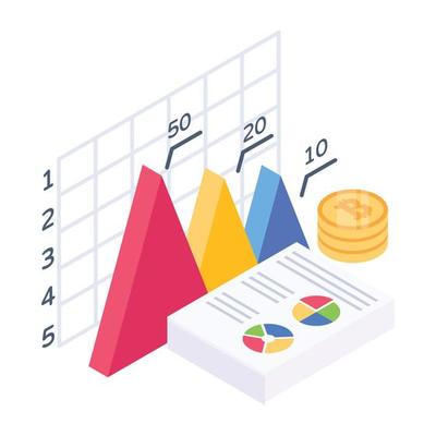 An increase profit chart isometric icon design