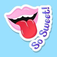 A tongue out sticker, flat vector