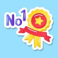 A no 1 champion badge flat sticker vector