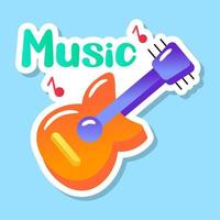 A guitar music sticker in trendy design vector